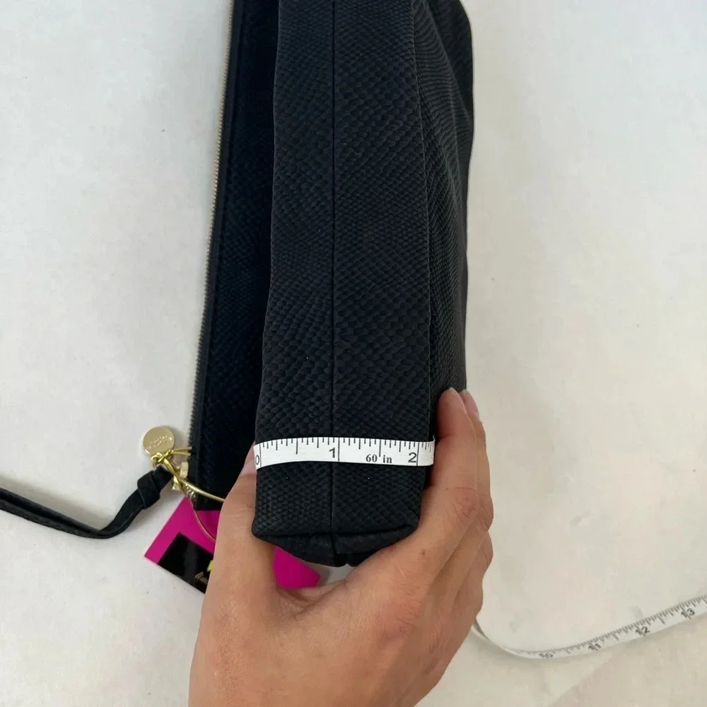Victoria Secret Fold-Over Classic Black With Bow Wristlet Clutch Bag NWT